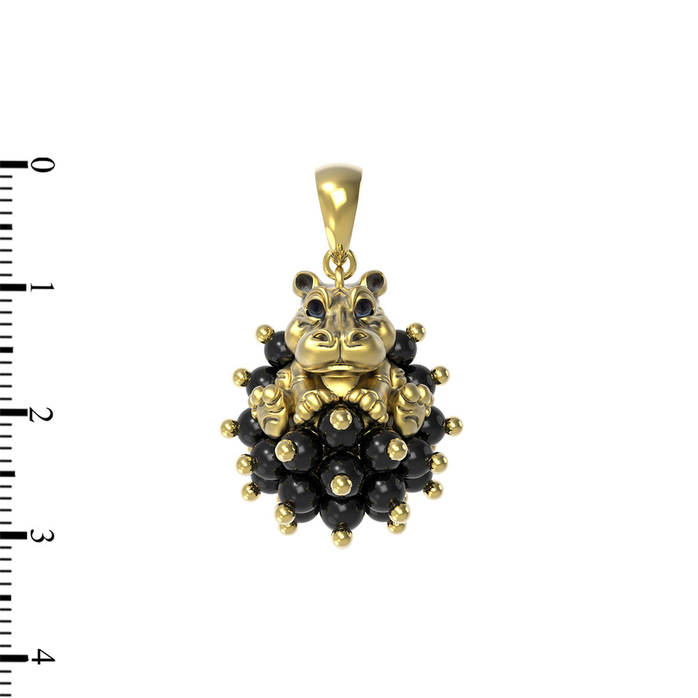 Подвеска из лимонного золота c эмаль и ониксом