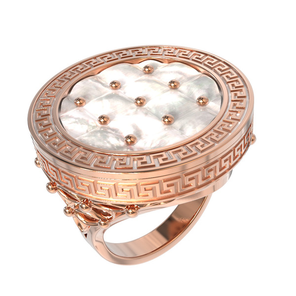 Кольцо из золота c эмаль и перламутром