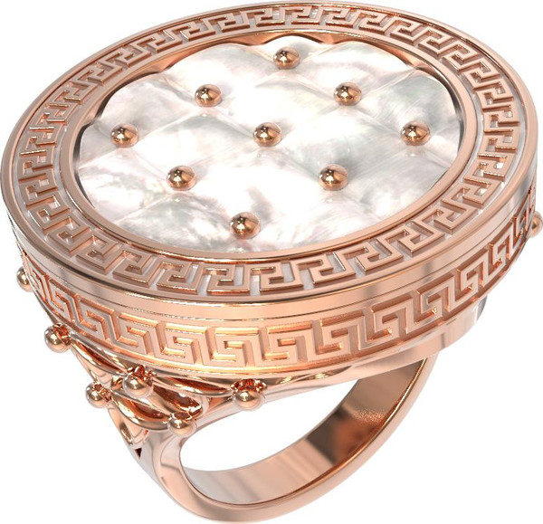 Кольцо из золота c эмаль и перламутром