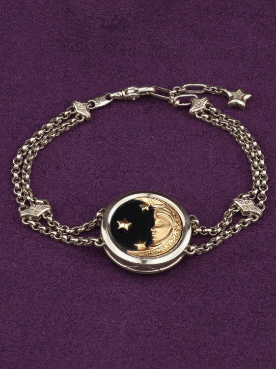 Браслет из белого золота c ониксом и перламутром