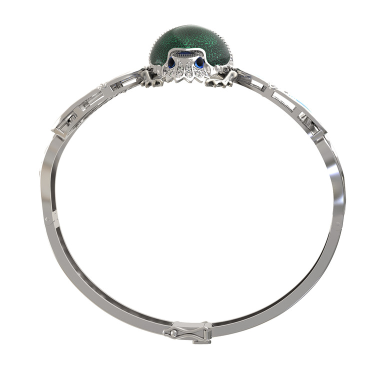 Браслет из белого золота c эмаль , фианитом, сапфиром и эмалью