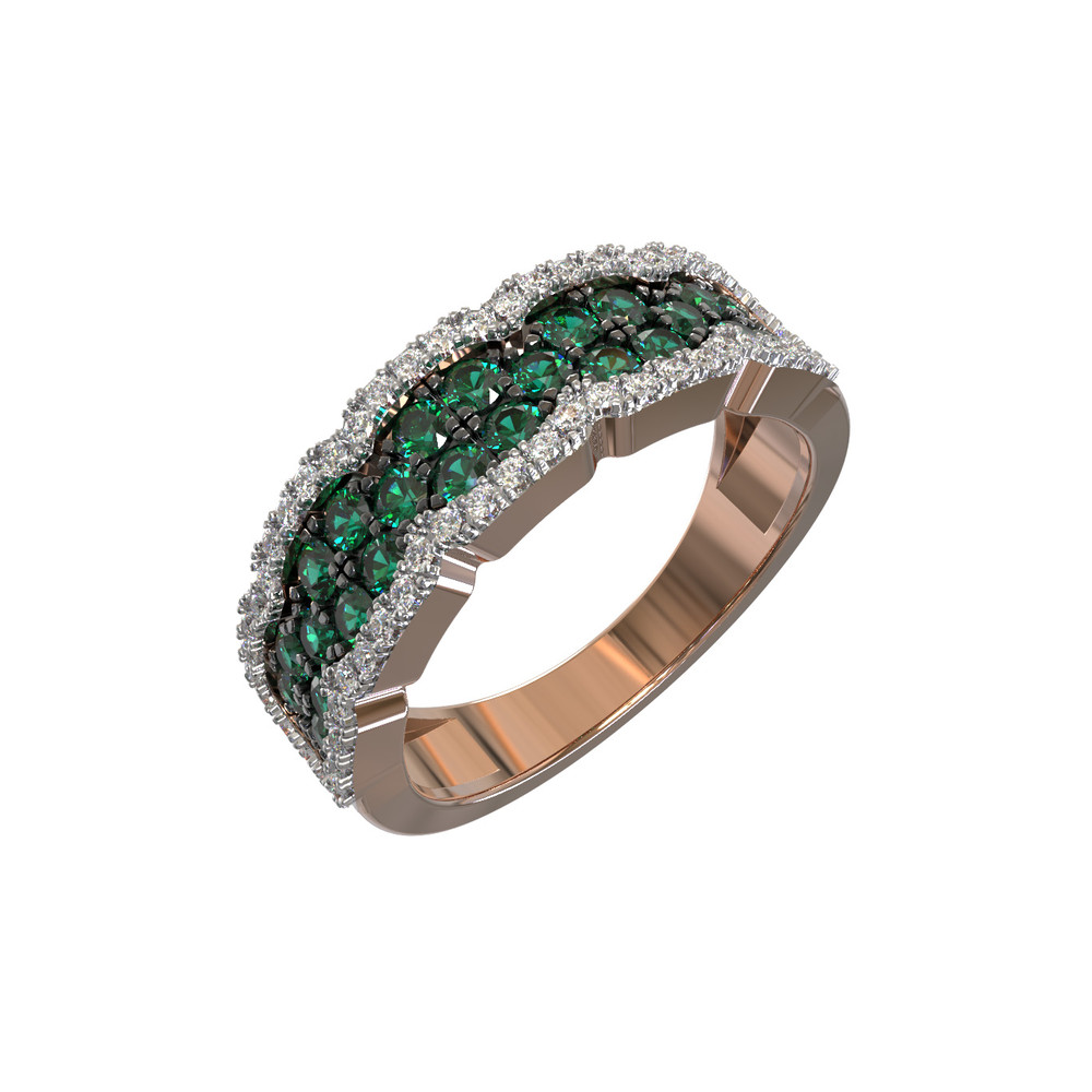 Кольцо из золота c бриллиантами и изумрудом