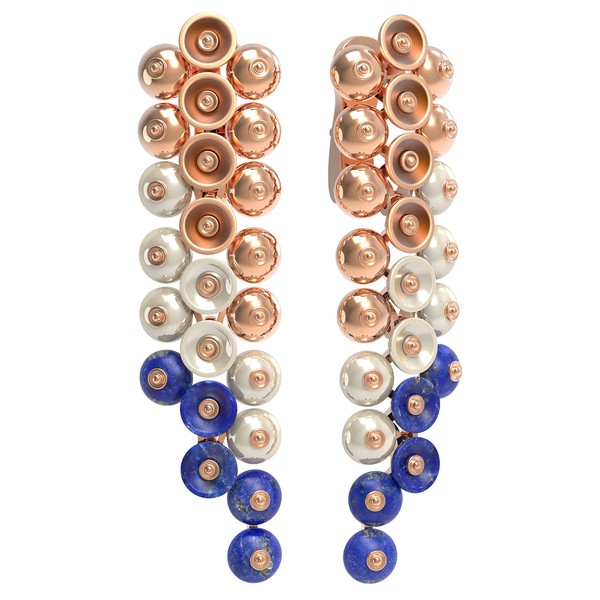 Серьги из золота c лазуритом и перламутром