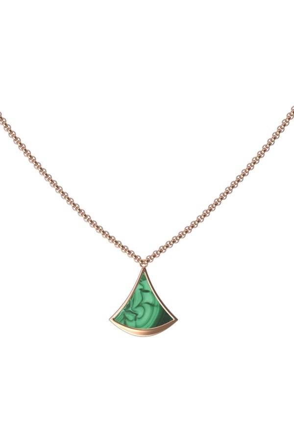 Колье из золота 585 пробы c малахитом