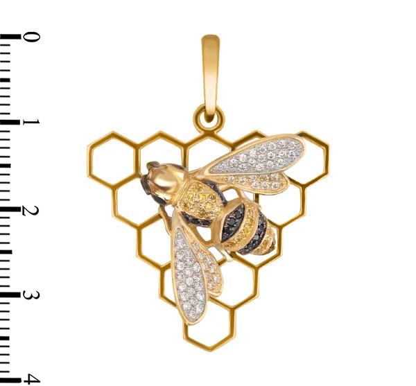 Подвеска из лимонного золота c эмаль и фианитом