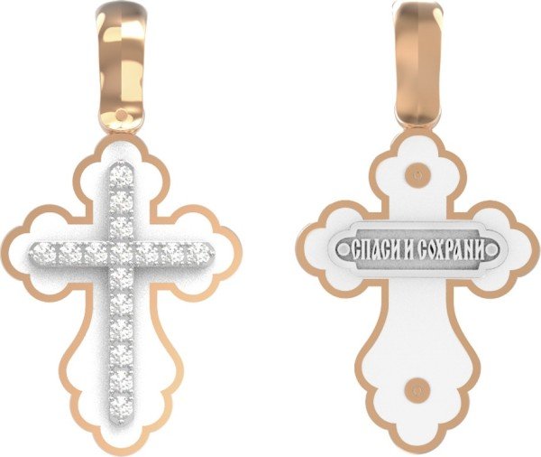 Крест из золота c эмалью и бриллиантами