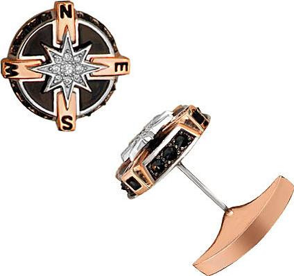 Запонки из золота c эмаль и фианитом