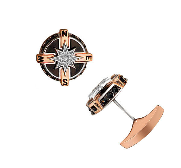 Запонки из золота c эмаль и фианитом