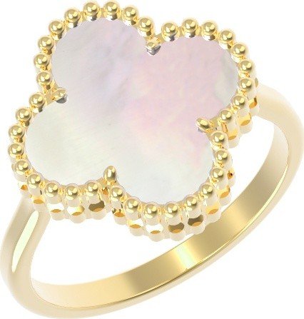 Кольцо из лимонного золота c перламутром