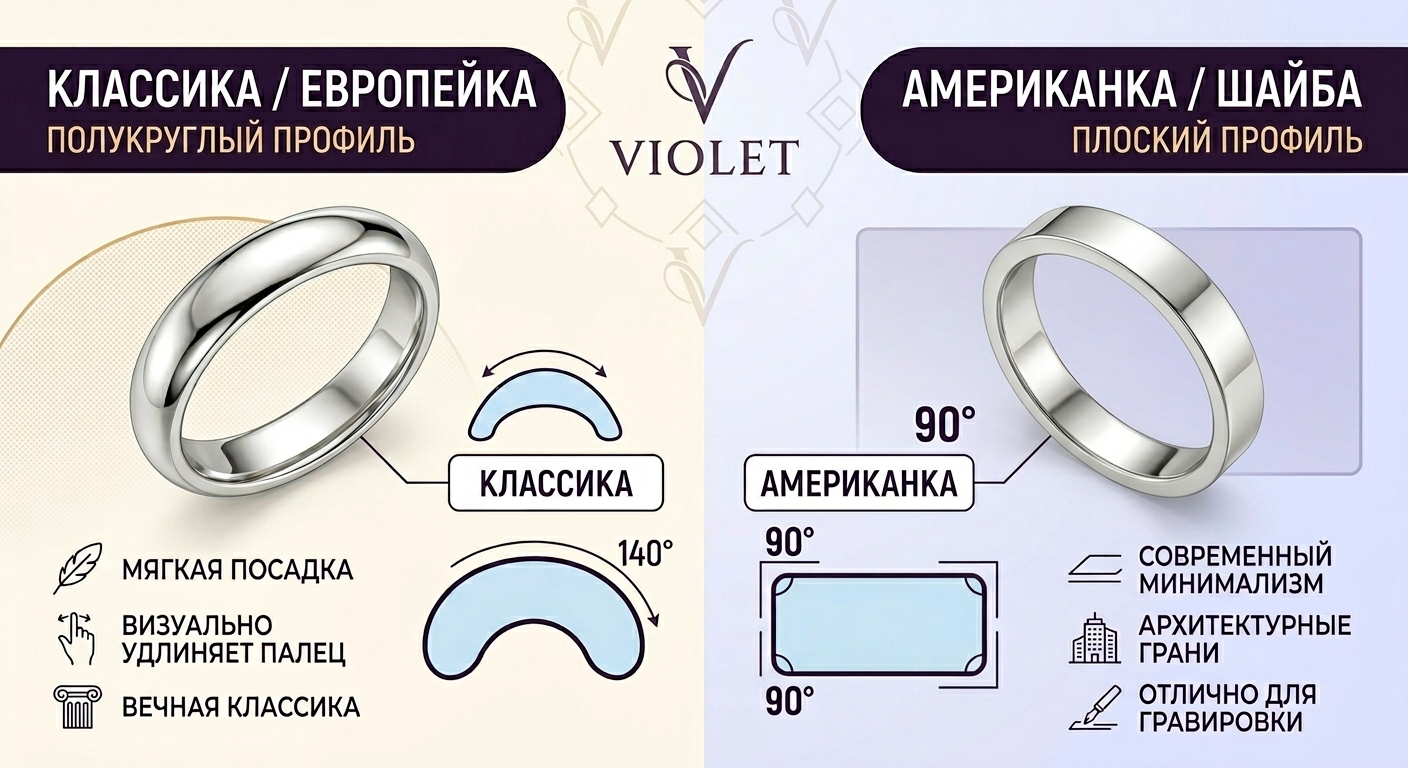Разница между классическим обручальным кольцом и 
